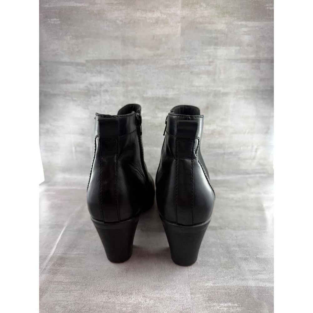 Clarks Women Black Leather Square Toe Block Heel Ankle Boots 80486 Size 12M - Picture 5 of 10